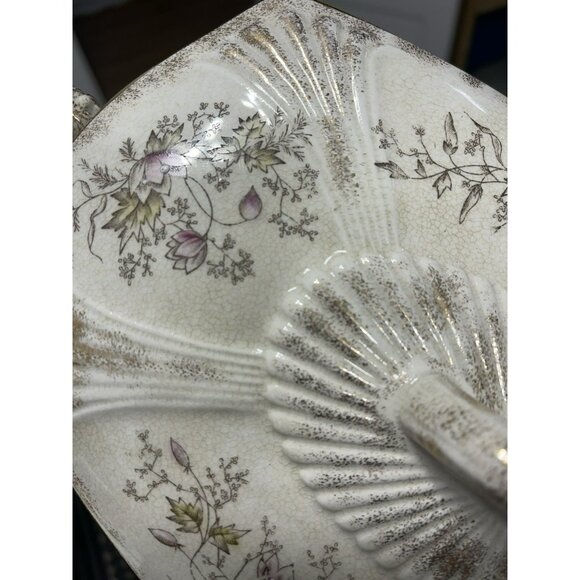 T.E.P.P. Co. Antique White Ironstone Covered Dish Tureen Crazed Stained Floral - Picture 15 of 16